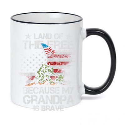 Land Of The Free Because My Grandpa Is Brave Veterans Gift 11oz Black Color Changing Mug