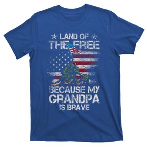 Land Of The Free Because My Grandpa Is Brave Veterans Gift T-Shirt