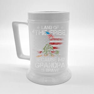 Land Of The Free Because My Grandpa Is Brave Veterans Gift Beer Stein