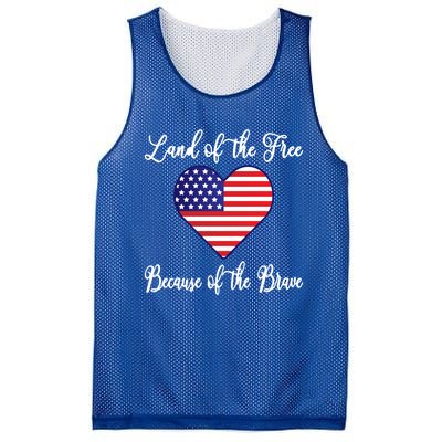 Land Of The Free Because Of The Brave American Flag Heart Gift Mesh Reversible Basketball Jersey Tank