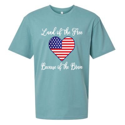 Land Of The Free Because Of The Brave American Flag Heart Gift Sueded Cloud Jersey T-Shirt