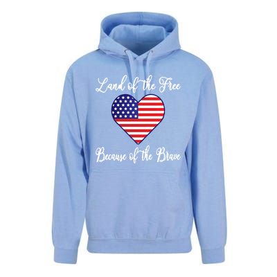 Land Of The Free Because Of The Brave American Flag Heart Gift Unisex Surf Hoodie