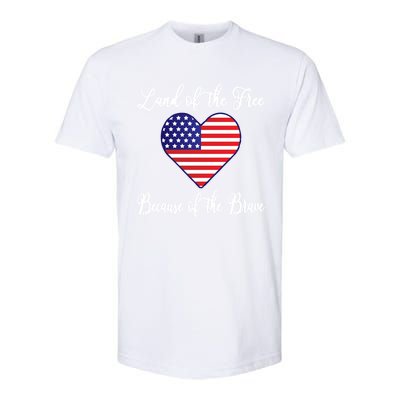 Land Of The Free Because Of The Brave American Flag Heart Gift Softstyle CVC T-Shirt