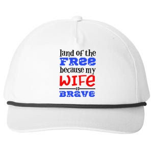 Land Of The Free Because My Wife Is Brave Proud Husband Gift Snapback Five-Panel Rope Hat