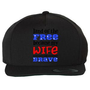 Land Of The Free Because My Wife Is Brave Proud Husband Gift Wool Snapback Cap