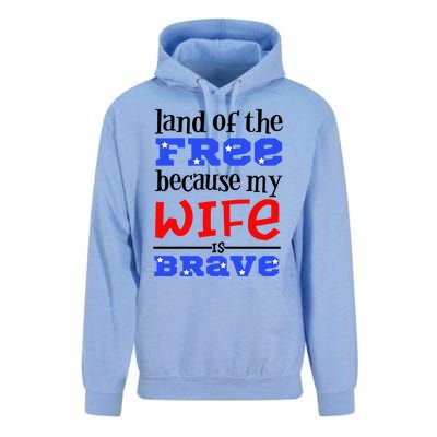 Land Of The Free Because My Wife Is Brave Proud Husband Gift Unisex Surf Hoodie