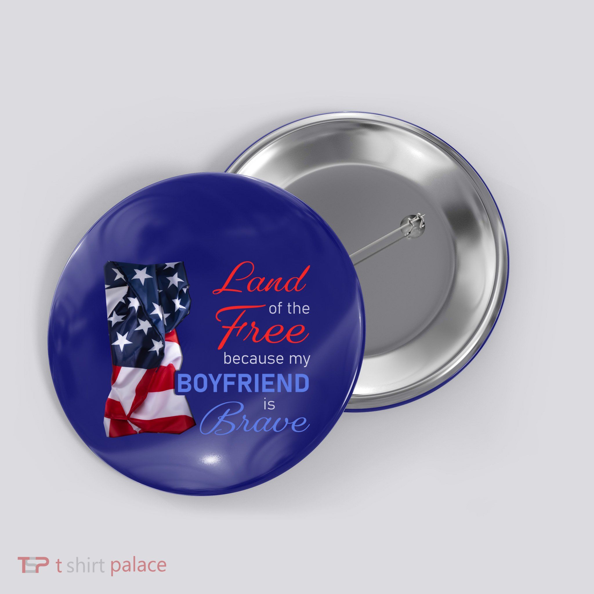 Land Of The Free Because My Friend Is Brave Veterans Day Gift Button