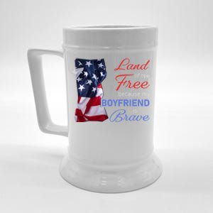 Land Of The Free Because My Friend Is Brave Veterans Day Gift Beer Stein