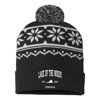 Lake Of The Woods Virginia Va Vintage Athletic USA-Made Snowflake Beanie