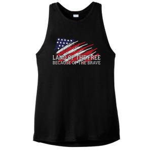 Land Of The Free Because Of The Brave Veterans Day Cool Gift Ladies PosiCharge Tri-Blend Wicking Tank