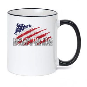 Land Of The Free Because Of The Brave Veterans Day Cool Gift 11oz Black Color Changing Mug