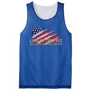 Land Of The Free Because Of The Brave Veterans Day Cool Gift Mesh Reversible Basketball Jersey Tank