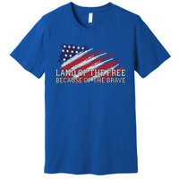 Land Of The Free Because Of The Brave Veterans Day Cool Gift Premium T-Shirt