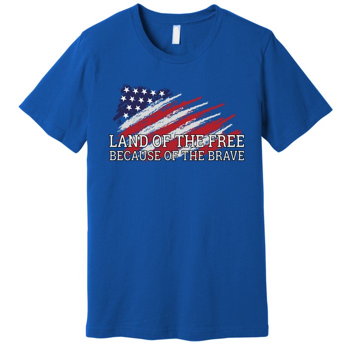 Land Of The Free Because Of The Brave Veterans Day Cool Gift Premium T-Shirt