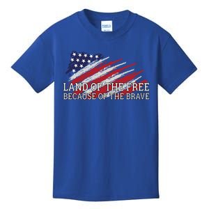 Land Of The Free Because Of The Brave Veterans Day Cool Gift Kids T-Shirt