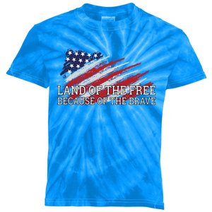 Land Of The Free Because Of The Brave Veterans Day Cool Gift Kids Tie-Dye T-Shirt