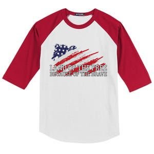 Land Of The Free Because Of The Brave Veterans Day Cool Gift Kids Colorblock Raglan Jersey