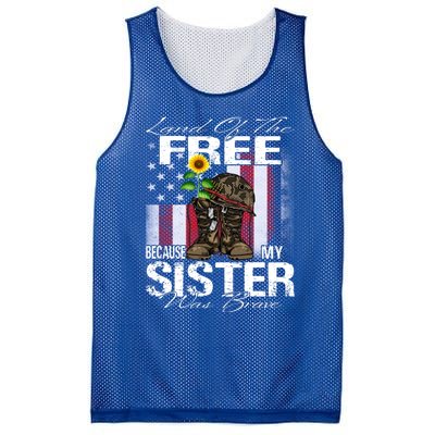 Land Of The Free Because My Sister Is Brave Veteran Gift Mesh Reversible Basketball Jersey Tank