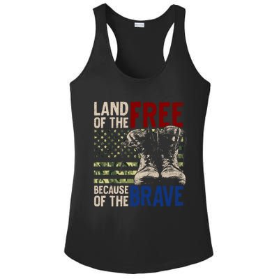 Land Of The Free Because Of The Brave Gift Vintage Us Flag Ladies PosiCharge Competitor Racerback Tank