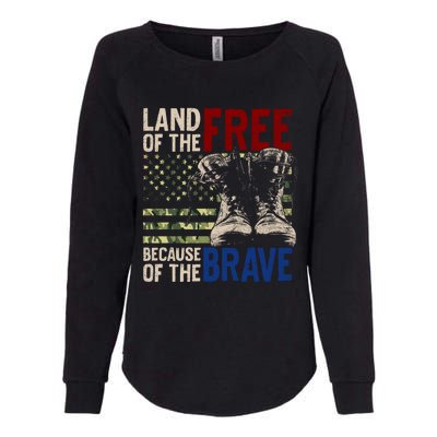 Land Of The Free Because Of The Brave Gift Vintage Us Flag Womens California Wash Sweatshirt