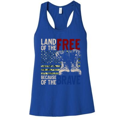 Land Of The Free Because Of The Brave Gift Vintage Us Flag Women's Racerback Tank