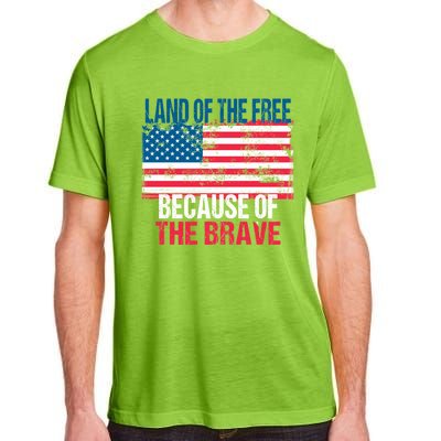 Land Of The Free Because Of The Brave 4th Of July Usa Flag Adult ChromaSoft Performance T-Shirt