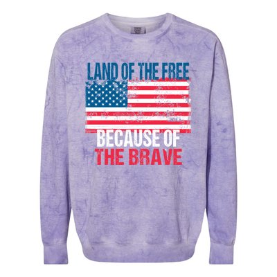 Land Of The Free Because Of The Brave 4th Of July Usa Flag Colorblast Crewneck Sweatshirt