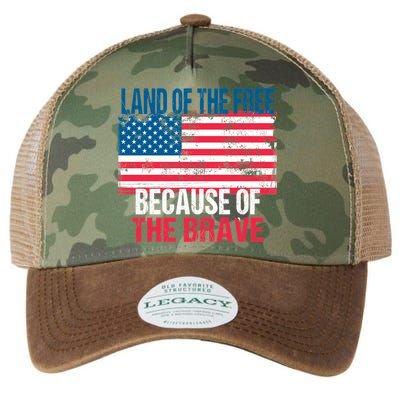 Land Of The Free Because Of The Brave 4th Of July Usa Flag Legacy Tie Dye Trucker Hat