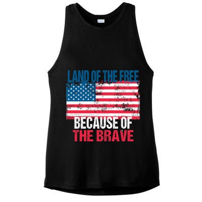 Land Of The Free Because Of The Brave 4th Of July Usa Flag Ladies PosiCharge Tri-Blend Wicking Tank