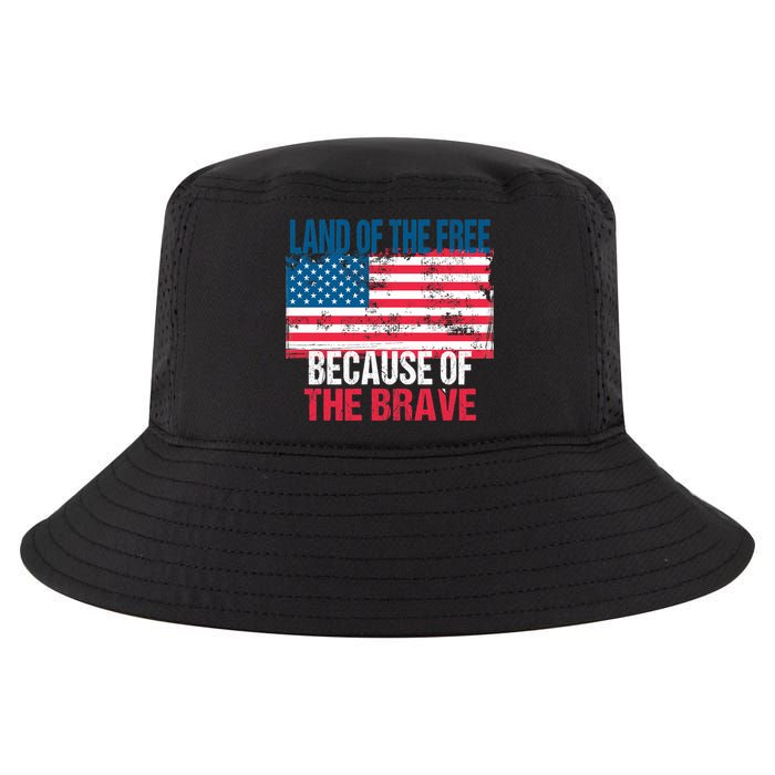 Land Of The Free Because Of The Brave 4th Of July Usa Flag Cool Comfort Performance Bucket Hat