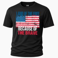 Land Of The Free Because Of The Brave 4th Of July Usa Flag Cooling Performance Crew T-Shirt