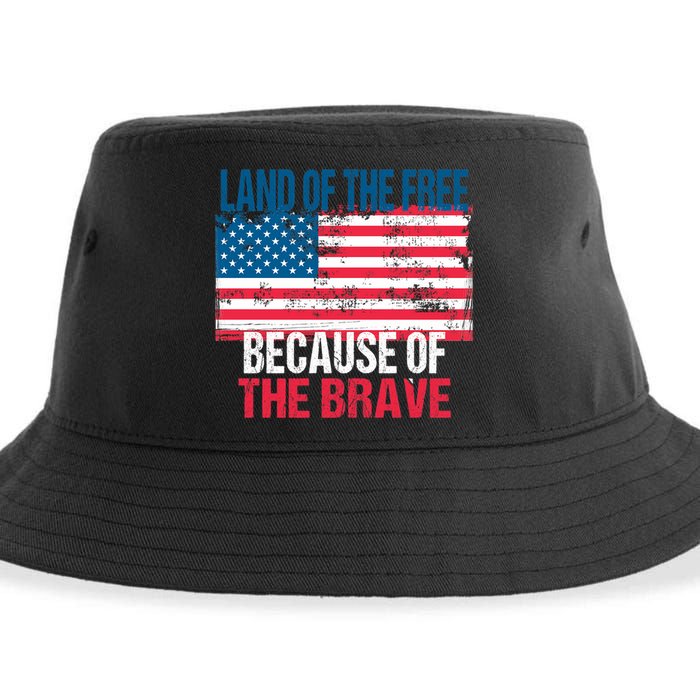 Land Of The Free Because Of The Brave 4th Of July Usa Flag Sustainable Bucket Hat