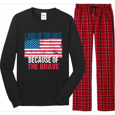 Land Of The Free Because Of The Brave 4th Of July Usa Flag Long Sleeve Pajama Set