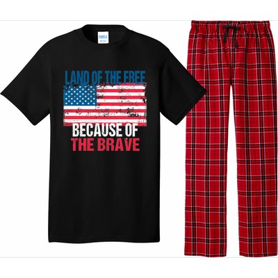 Land Of The Free Because Of The Brave 4th Of July Usa Flag Pajama Set