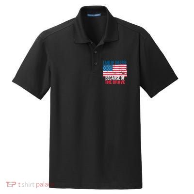 Land Of The Free Because Of The Brave 4th Of July Usa Flag Dry Zone Grid Polo