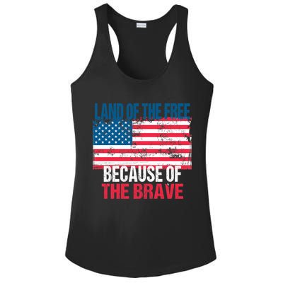 Land Of The Free Because Of The Brave 4th Of July Usa Flag Ladies PosiCharge Competitor Racerback Tank