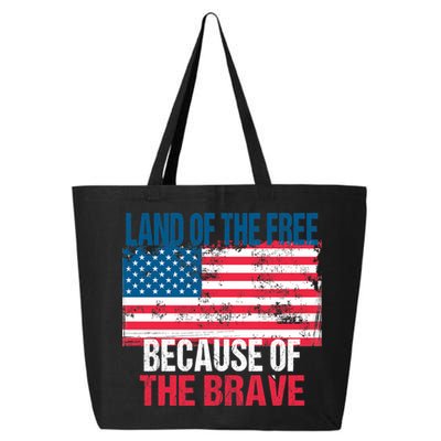 Land Of The Free Because Of The Brave 4th Of July Usa Flag 25L Jumbo Tote