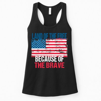 Land Of The Free Because Of The Brave 4th Of July Usa Flag Womens Tank Top
