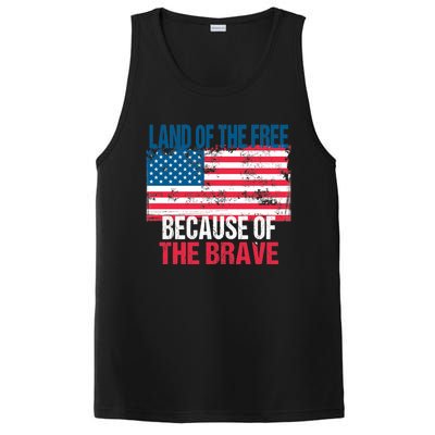 Land Of The Free Because Of The Brave 4th Of July Usa Flag PosiCharge Competitor Tank