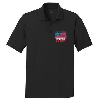 Land Of The Free Because Of The Brave 4th Of July Usa Flag PosiCharge RacerMesh Polo