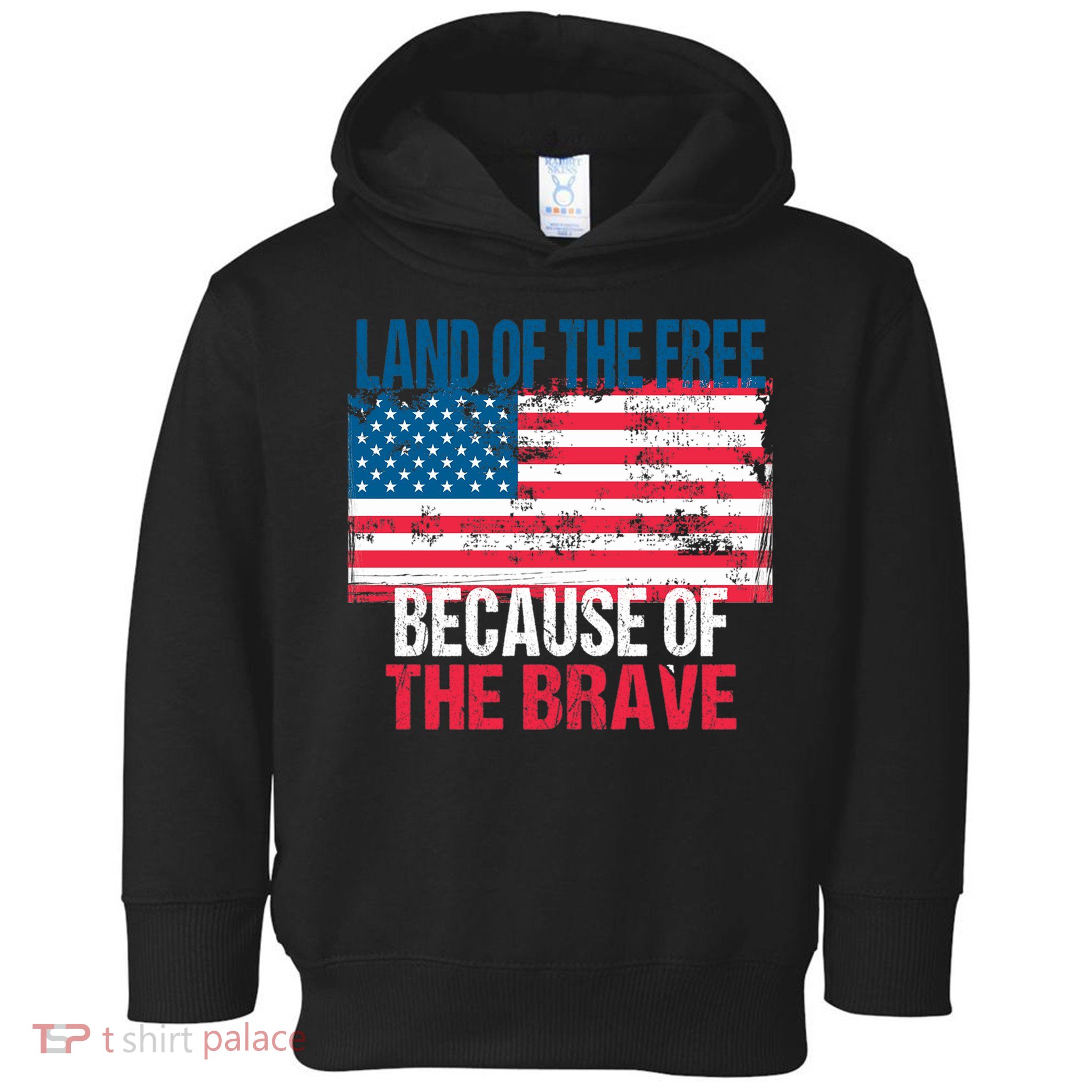Land Of The Free Because Of The Brave 4th Of July Usa Flag Toddler Hoodie