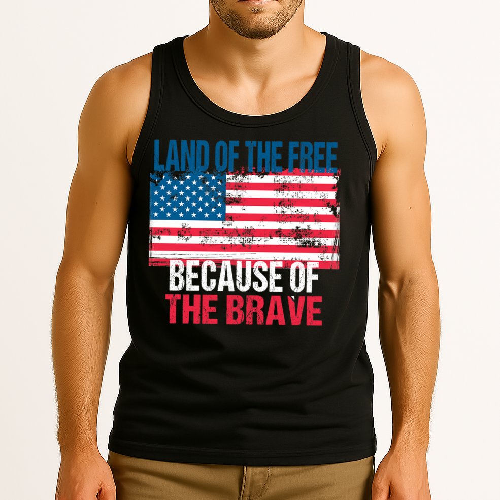 Land Of The Free Because Of The Brave 4th Of July Usa Flag Tank Top