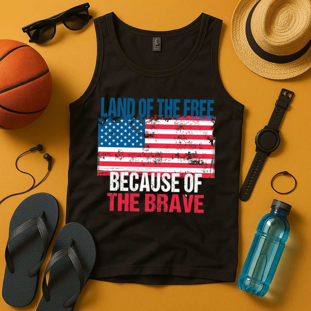 Land Of The Free Because Of The Brave 4th Of July Usa Flag Tank Top