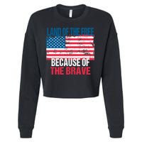 Land Of The Free Because Of The Brave 4th Of July Usa Flag Cropped Pullover Crew