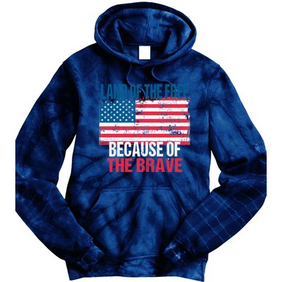 Land Of The Free Because Of The Brave 4th Of July Usa Flag Tie Dye Hoodie