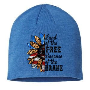 Land Of The Free Because Of The Brave Usa Gift Sustainable Beanie