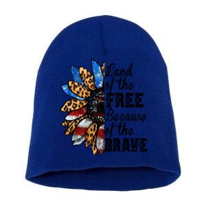 Land Of The Free Because Of The Brave Usa Gift Short Acrylic Beanie