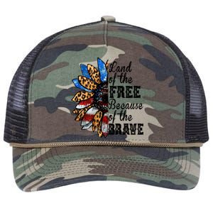 Land Of The Free Because Of The Brave Usa Gift Retro Rope Trucker Hat Cap