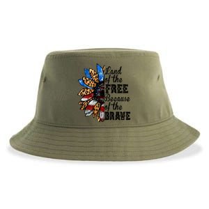 Land Of The Free Because Of The Brave Usa Gift Sustainable Bucket Hat