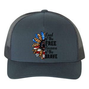 Land Of The Free Because Of The Brave Usa Gift Yupoong Adult 5-Panel Trucker Hat